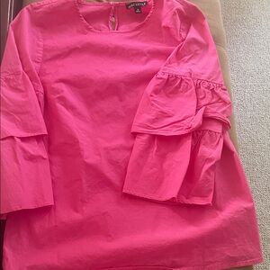 J. Crew Hot Pink Tiered Bell Sleeve Blouse